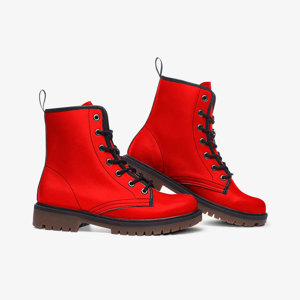 🛍️ Fire Red Combat Boots – Bold, Fearless & Unstoppable