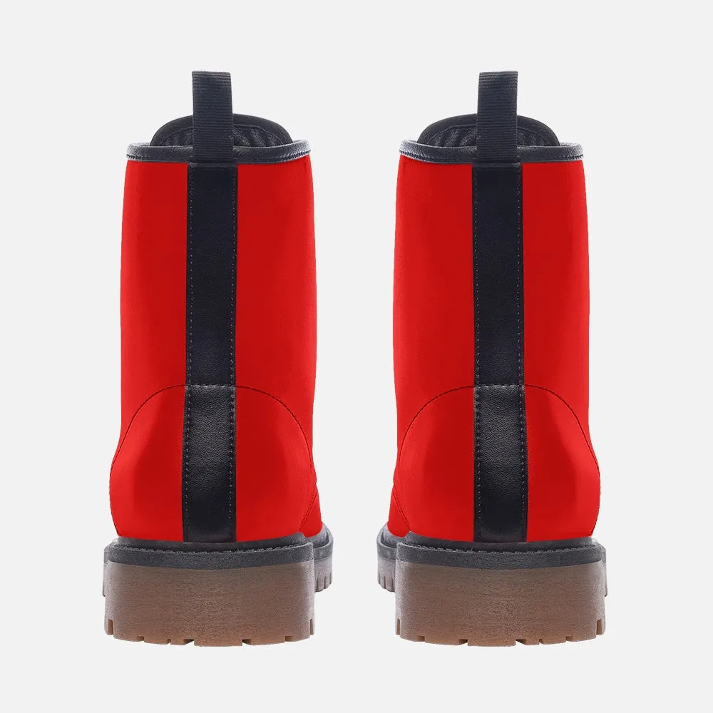 🛍️ Fire Red Combat Boots – Bold, Fearless & Unstoppable