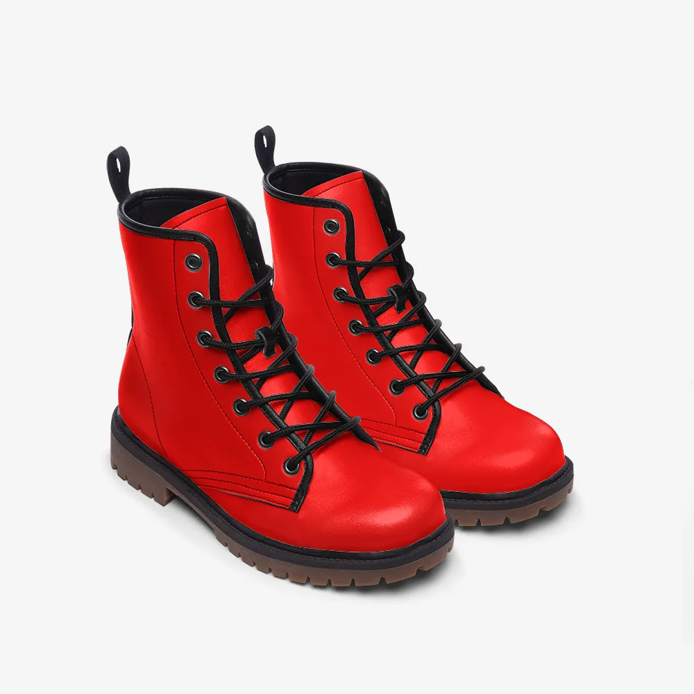 🛍️ Fire Red Combat Boots – Bold, Fearless & Unstoppable