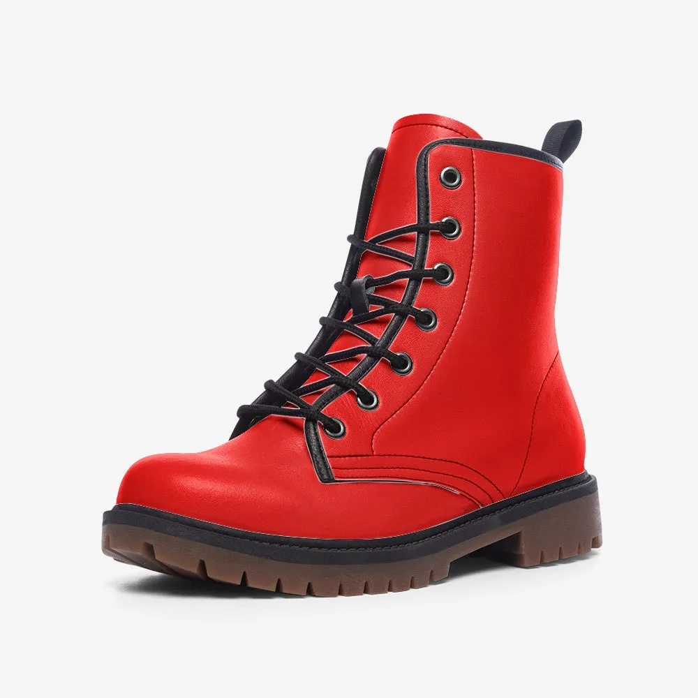 🛍️ Fire Red Combat Boots – Bold, Fearless & Unstoppable