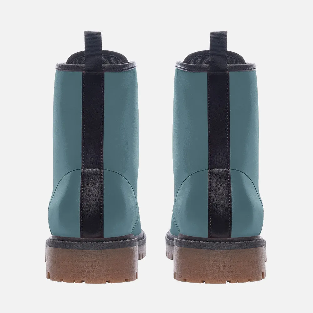 🛍️ Sky Blue Combat Boots – Speak Calm, Walk Bold