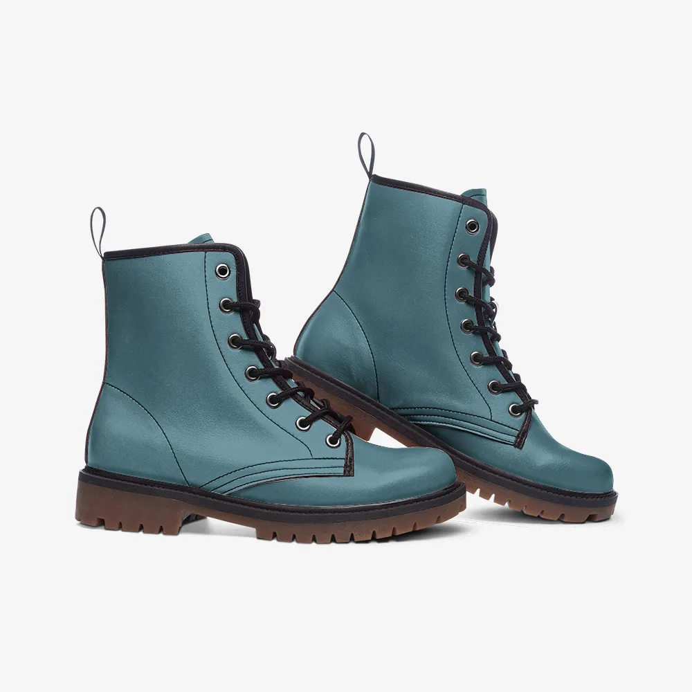 🛍️ Sky Blue Combat Boots – Speak Calm, Walk Bold