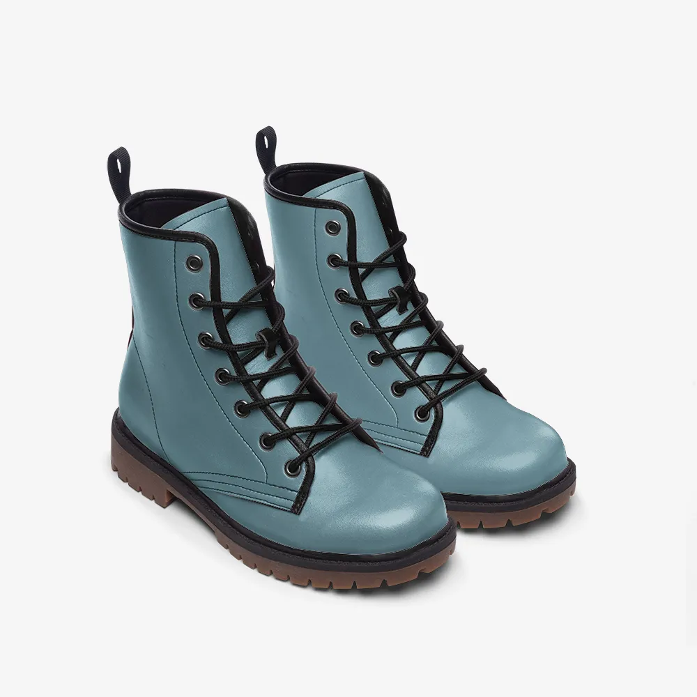 🛍️ Sky Blue Combat Boots – Speak Calm, Walk Bold