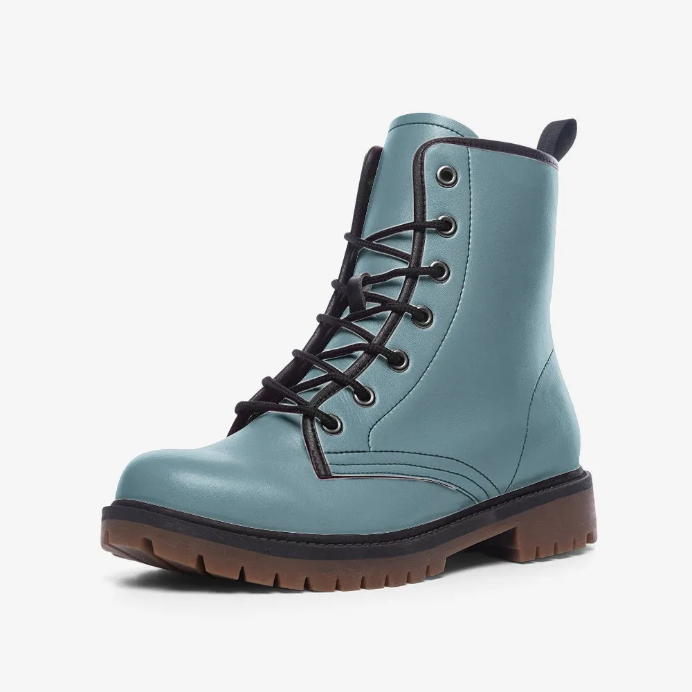 🛍️ Sky Blue Combat Boots – Speak Calm, Walk Bold