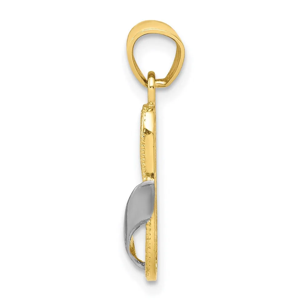 10k & Rhodium Flip Flop Charm