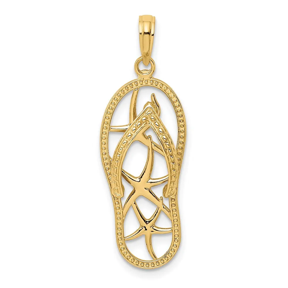 14K Multi Starfish Flip-Flop Charm