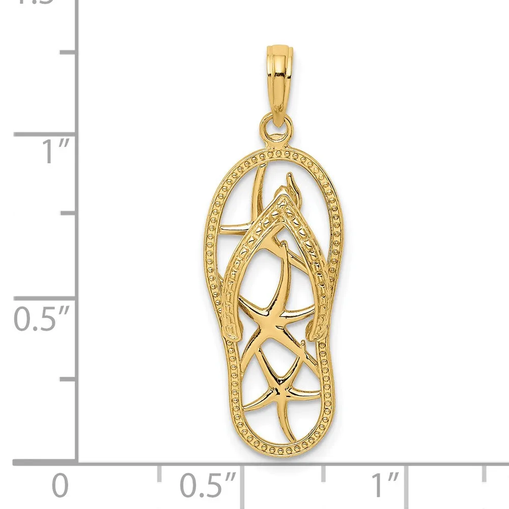 14K Multi Starfish Flip-Flop Charm