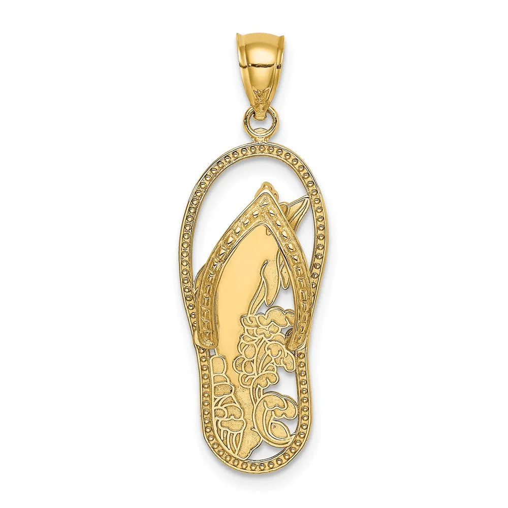 14K Polished Dolphin Flip-Flop Charm