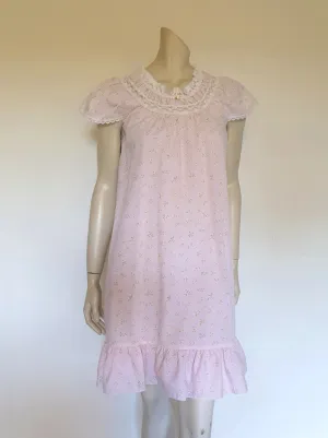 1970s Pink Floral Mini Nightgown - S