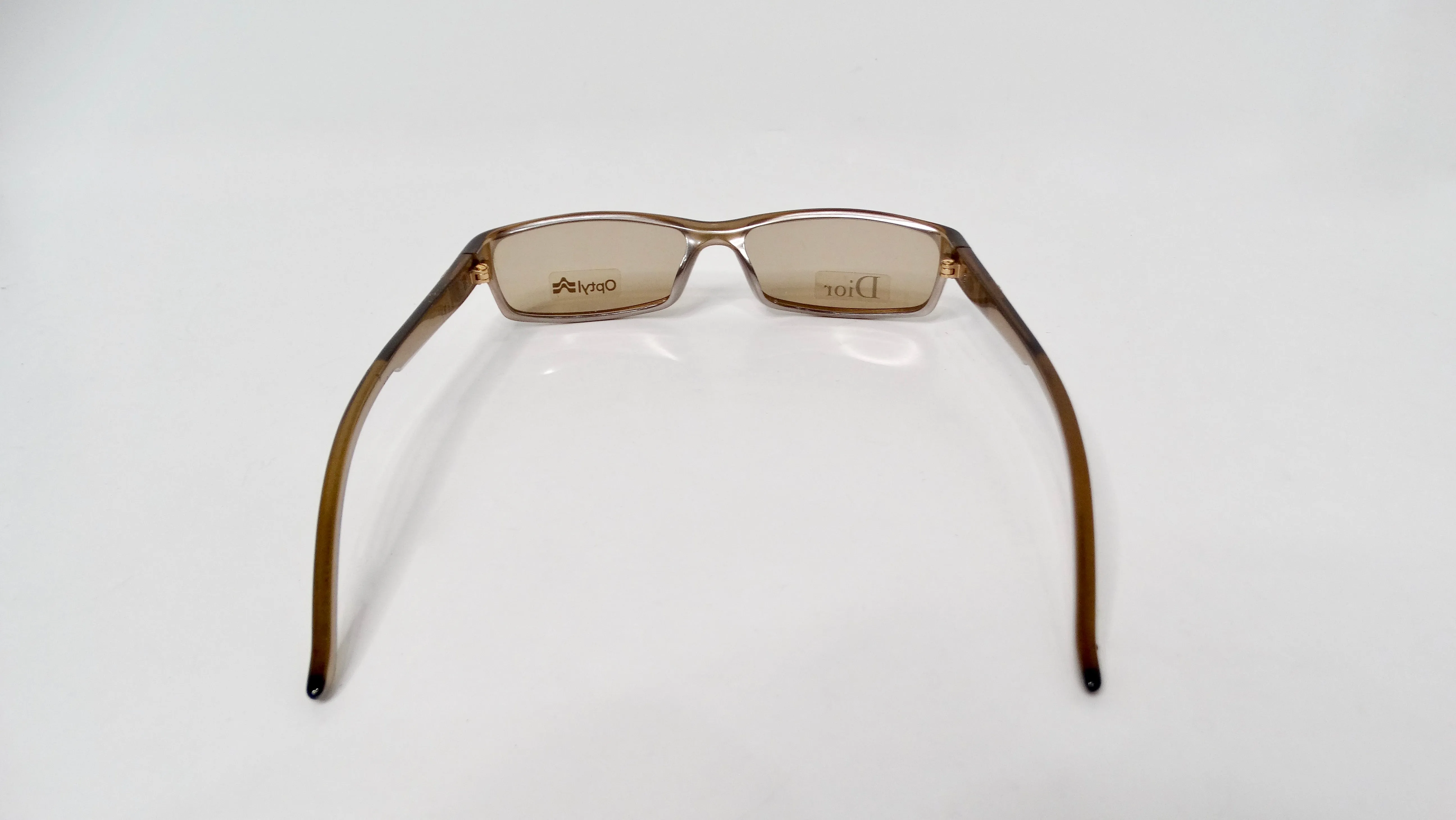 1990s Christian Dior Brown Rectangular Sunglasses With Rhinestones