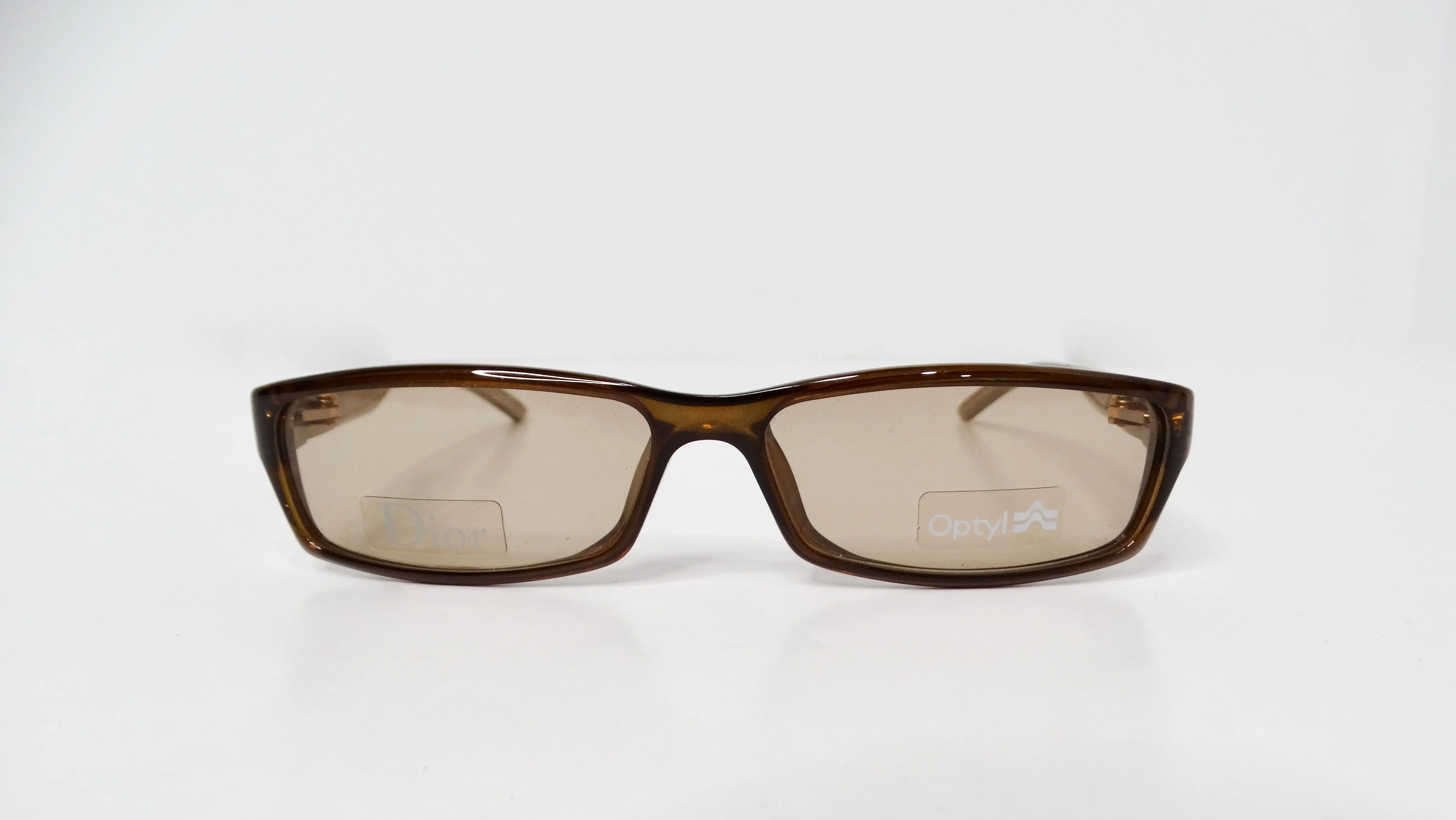1990s Christian Dior Brown Rectangular Sunglasses With Rhinestones