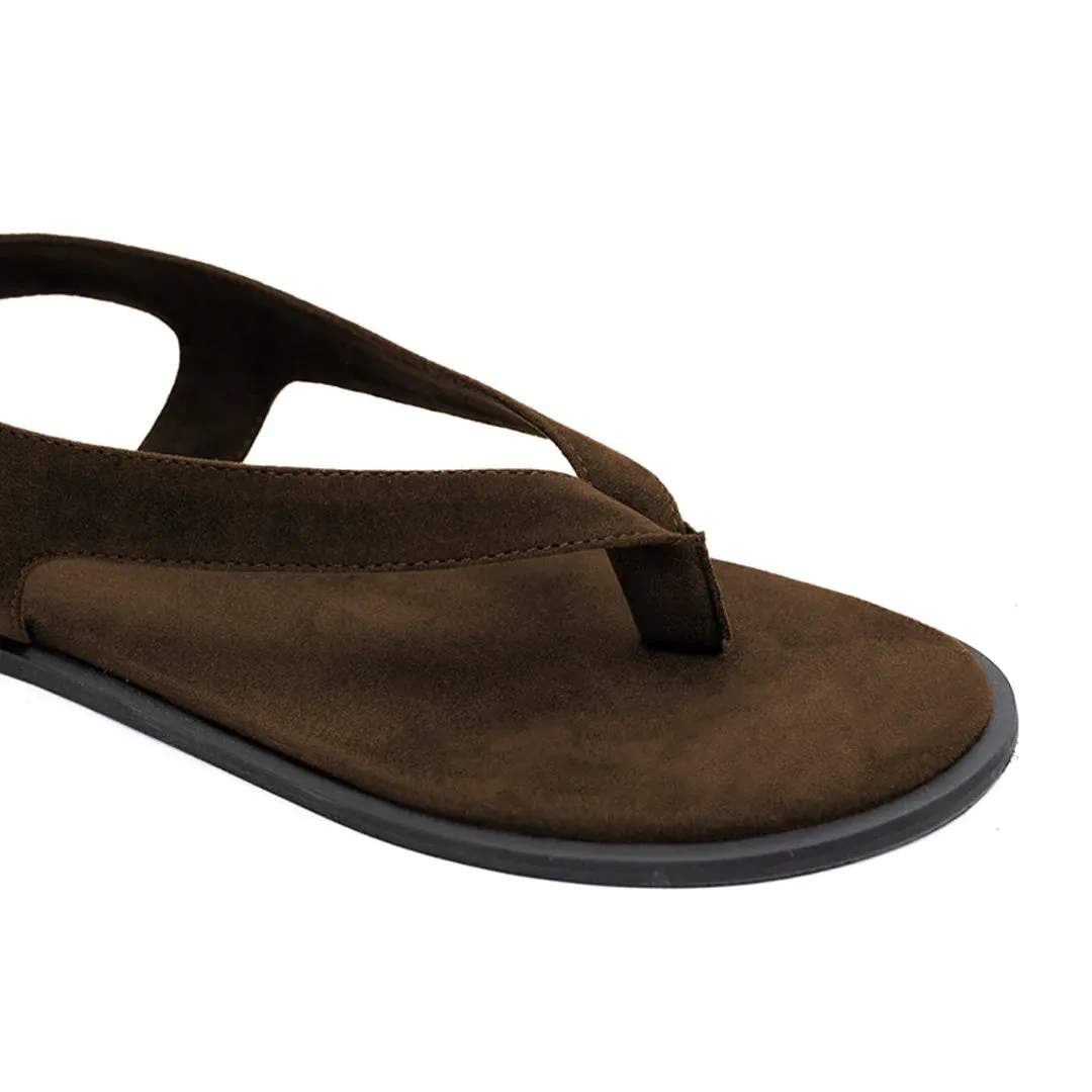 Aida Luxe Thong-Strap Vegan Suede Brown Women Sandals