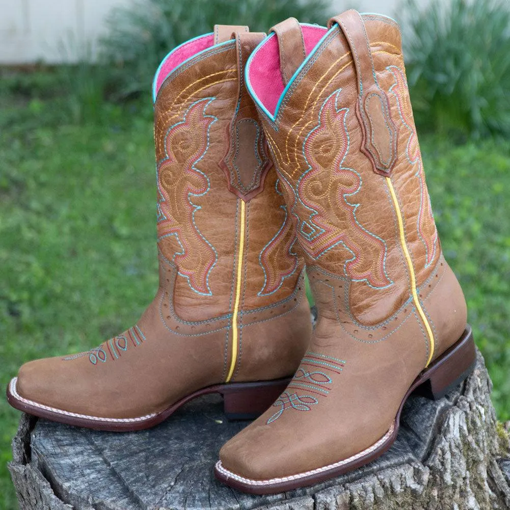 Ana Vaquera Western Boots | Women's Embroidered Square Toe Cowgirl Boots (M9002)