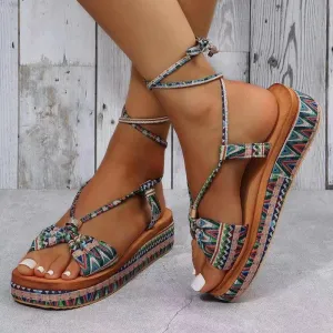 Ankle Strap Platform Ethnic Sandals Bohemian