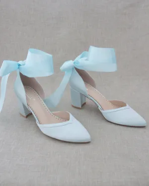 Ankle Wrap Tie Wedding Block Heels