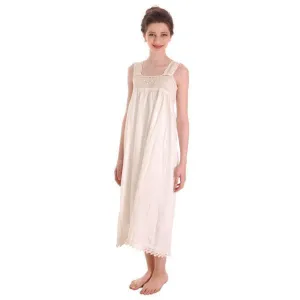 Antique Vintage Night Dress White Cotton/Crocheted Lace Yoke Perfect 38 Bust