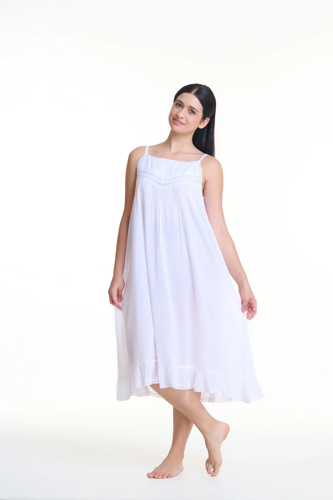 Arabella Pin Tucked Laced Nightie