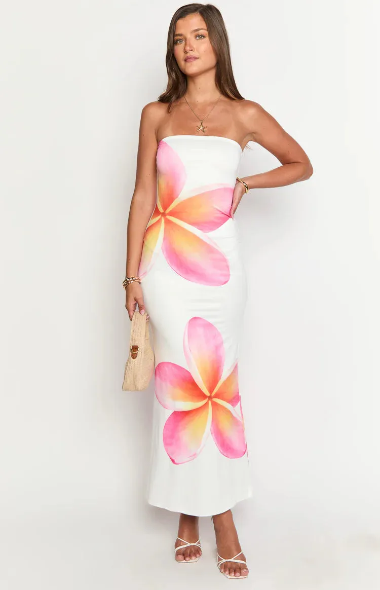 Arizona White Floral Print Maxi Dress