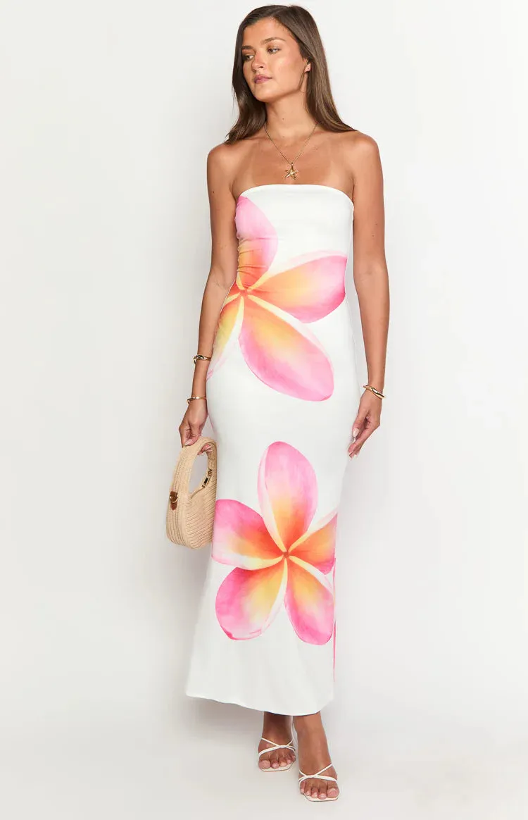 Arizona White Floral Print Maxi Dress