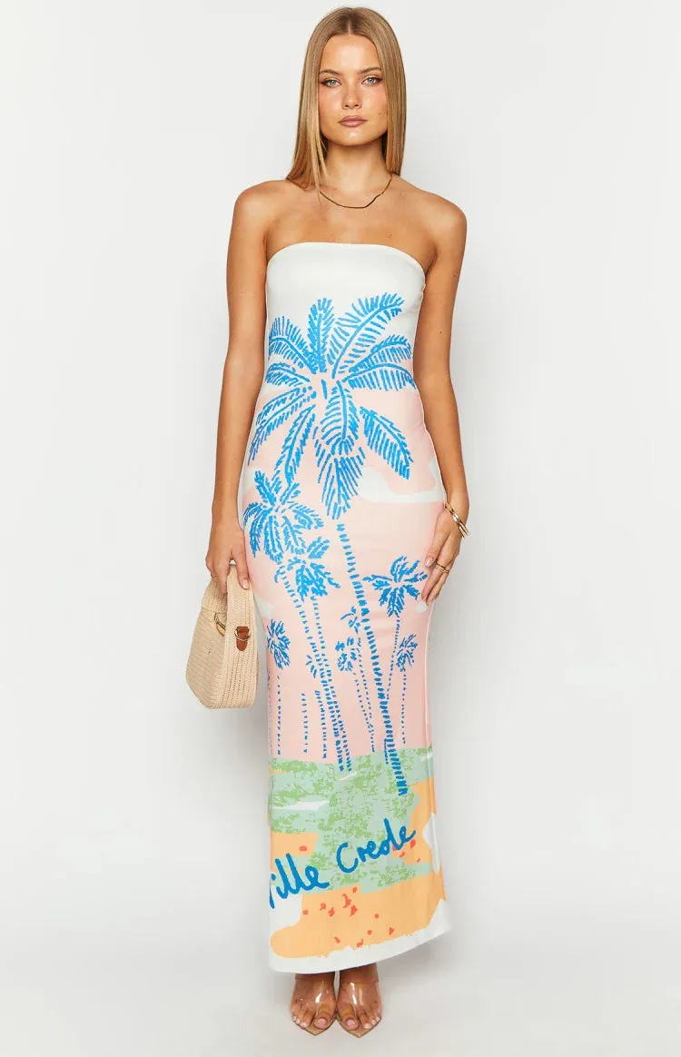 Arizona White Floral Print Maxi Dress