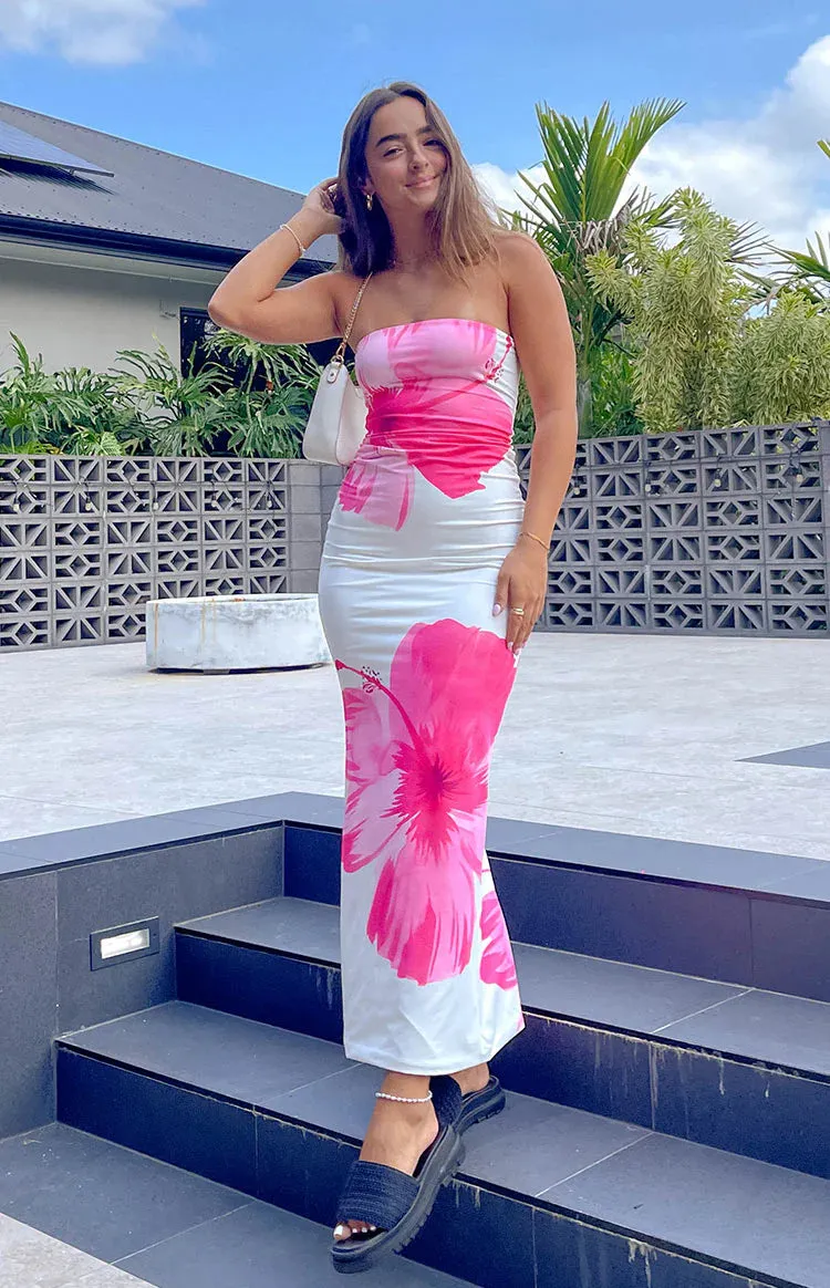 Arizona White Floral Print Maxi Dress