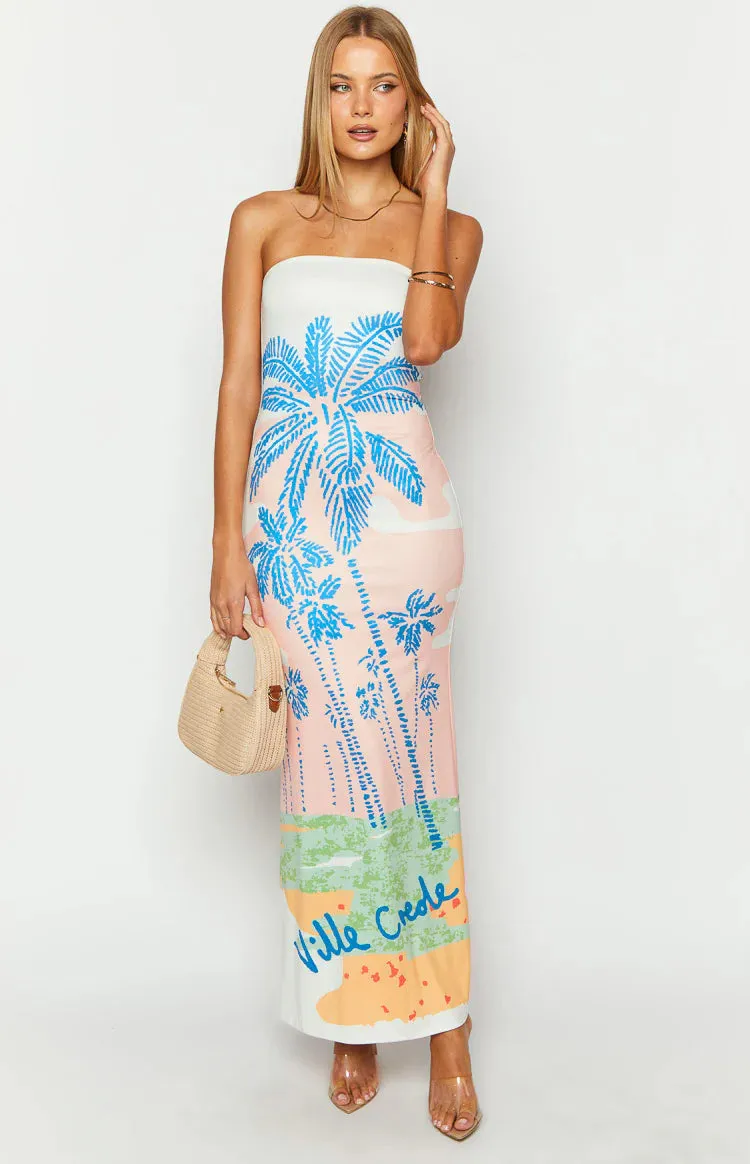Arizona White Floral Print Maxi Dress