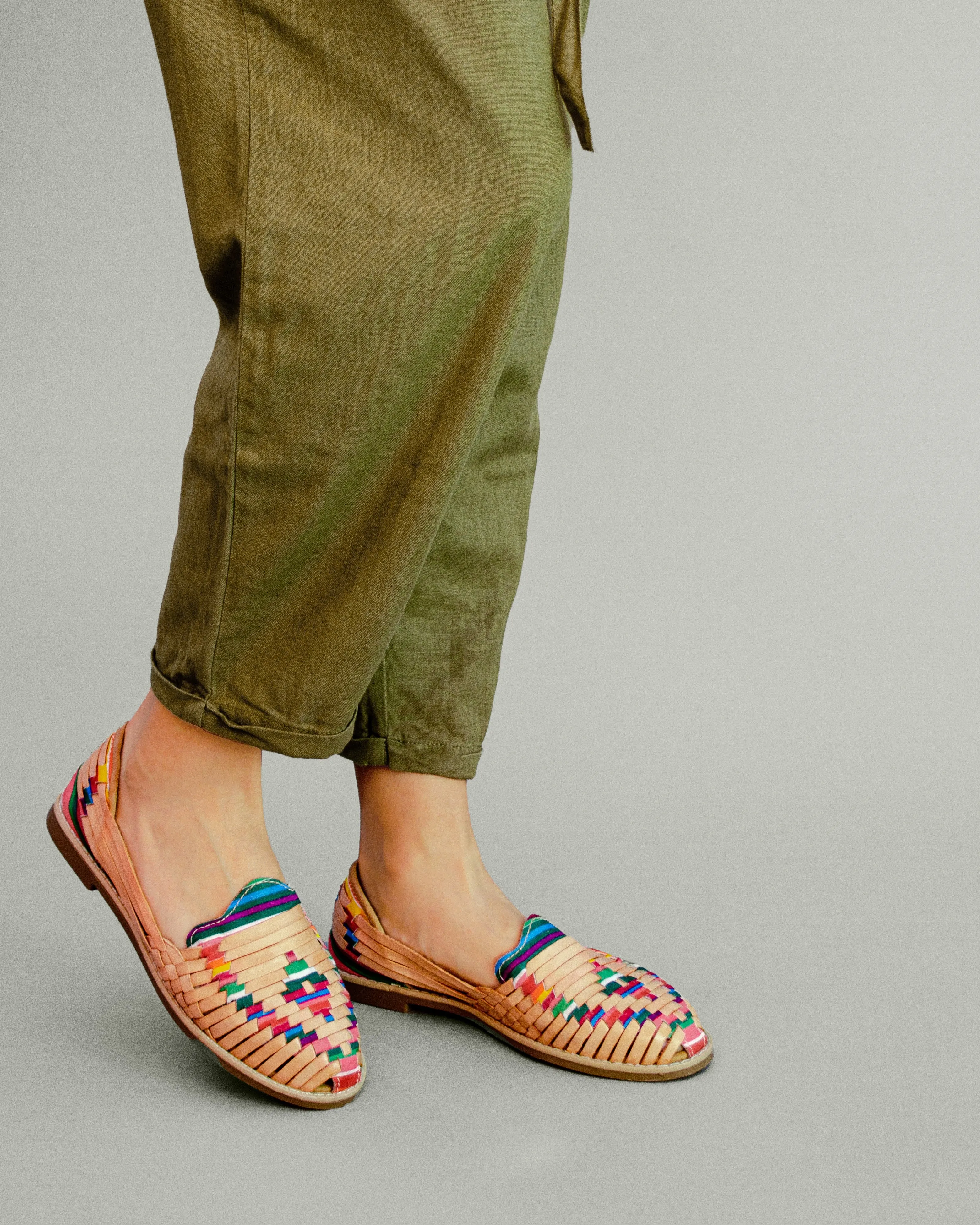 Artisans Vibrant Leather Huarache Sandals