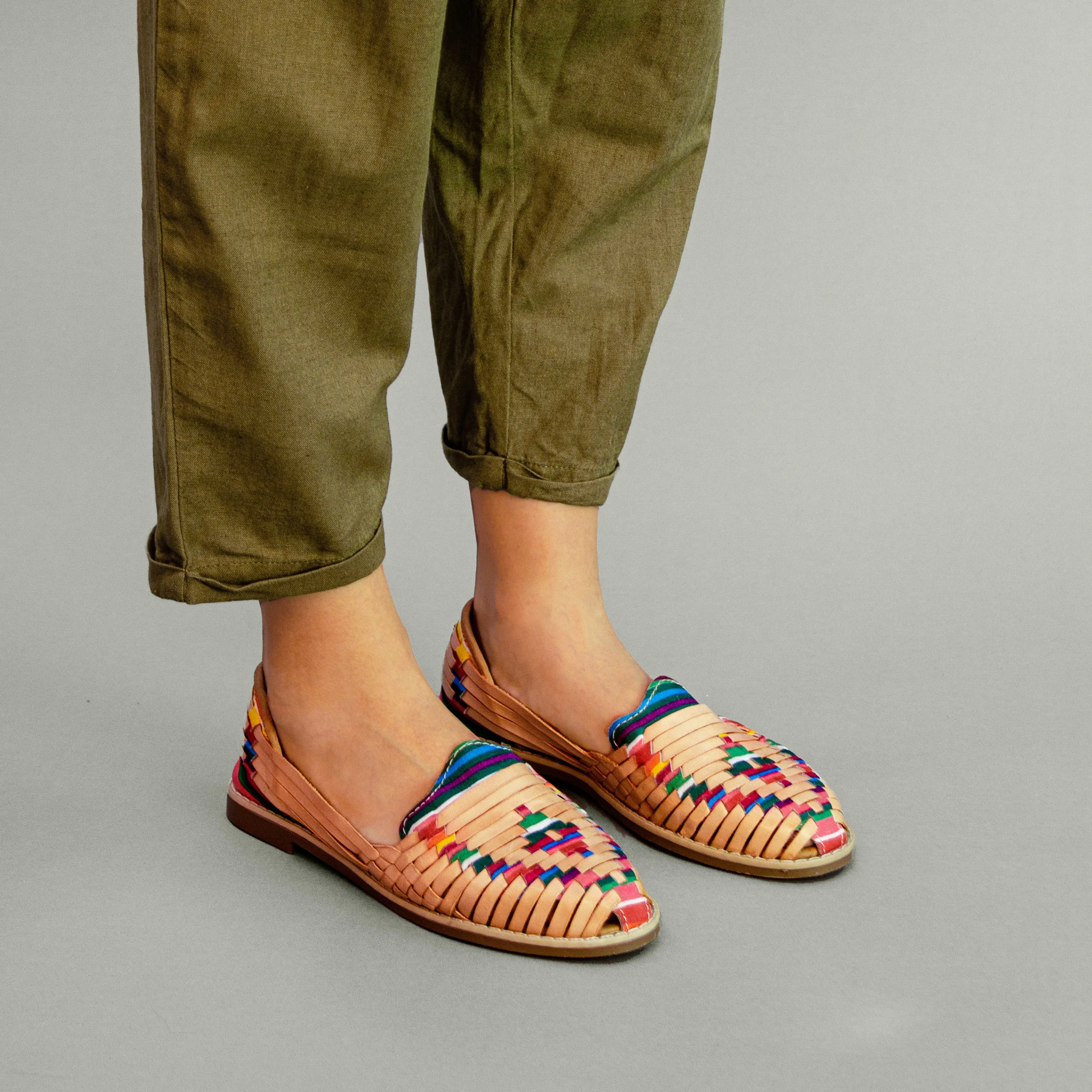 Artisans Vibrant Leather Huarache Sandals