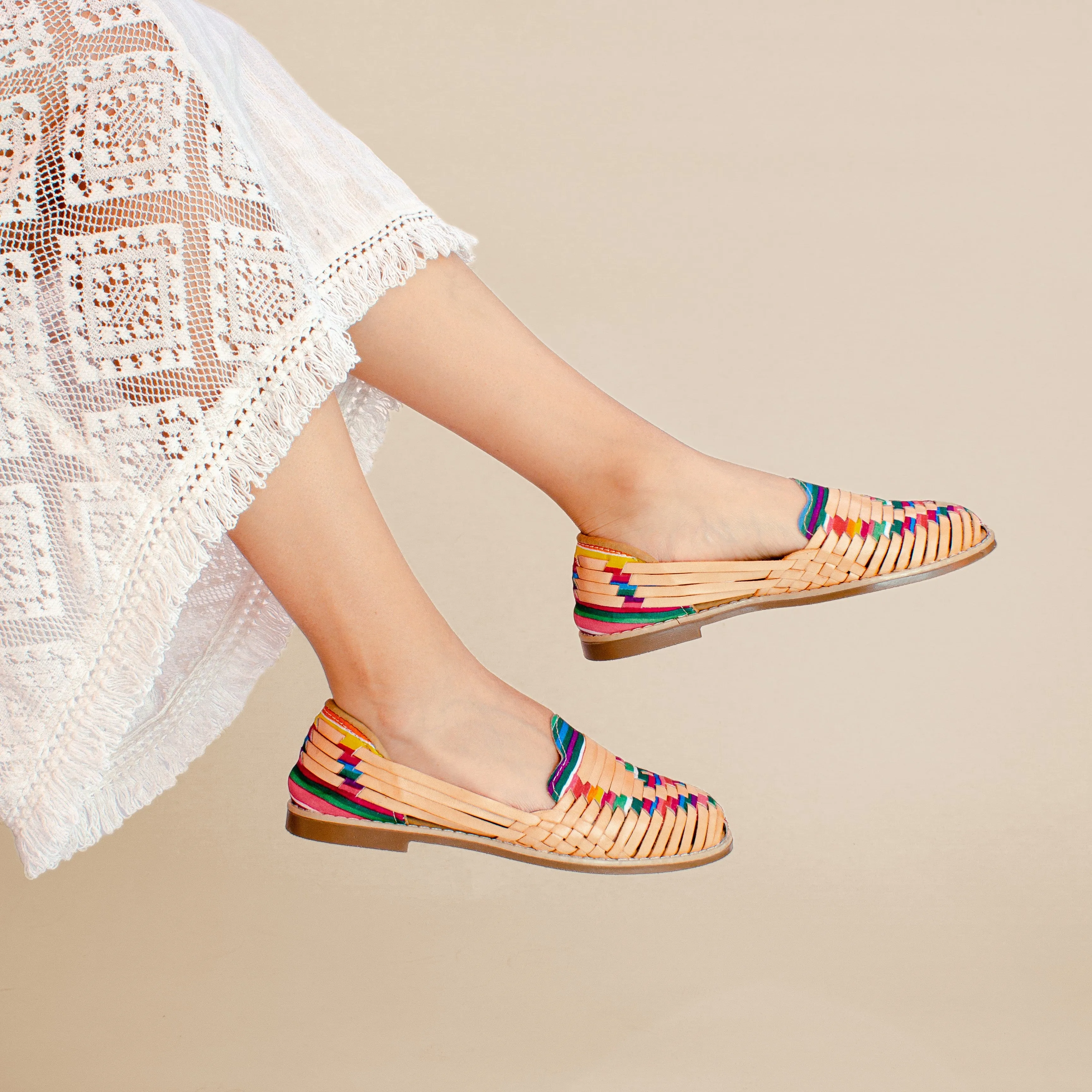 Artisans Vibrant Leather Huarache Sandals