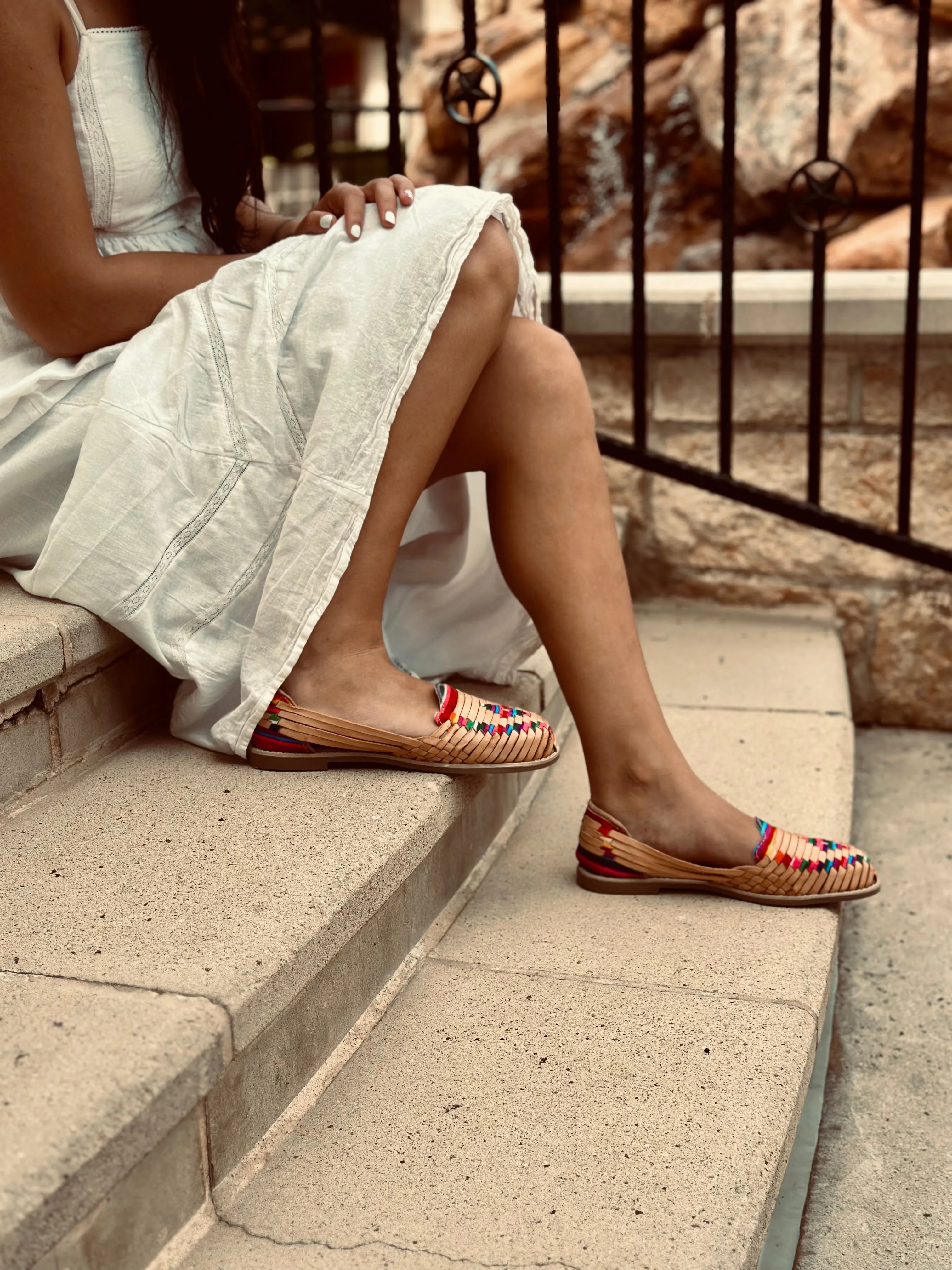 Artisans Vibrant Leather Huarache Sandals