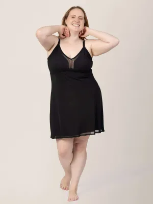 Aurora Mesh Nursing Nightgown | Black