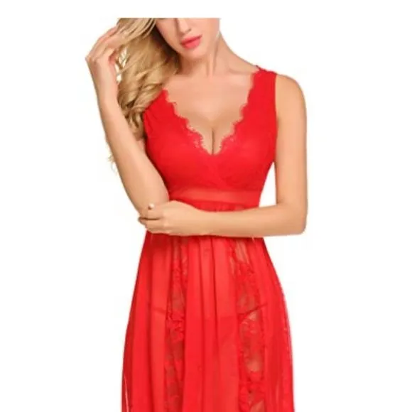 Babydoll Lingerie for Women Sexy Nightgowns  Bride Lace Chemise Lingerie Nighty