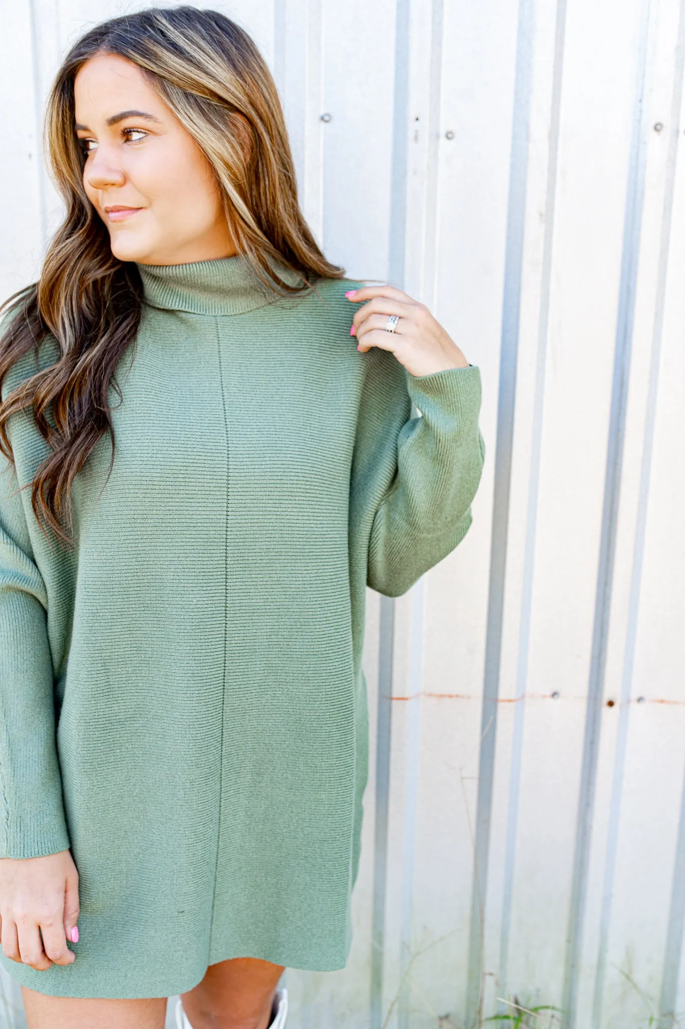 Basically Olive Turtle Neck Sweater