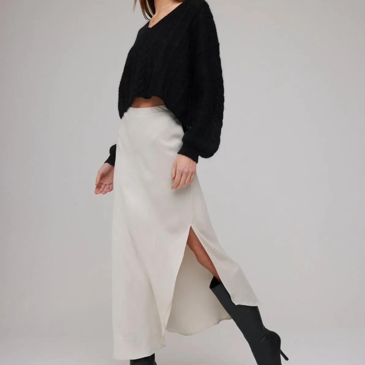 Bella Dahl Asymmetric Side Slit Bias Skirt