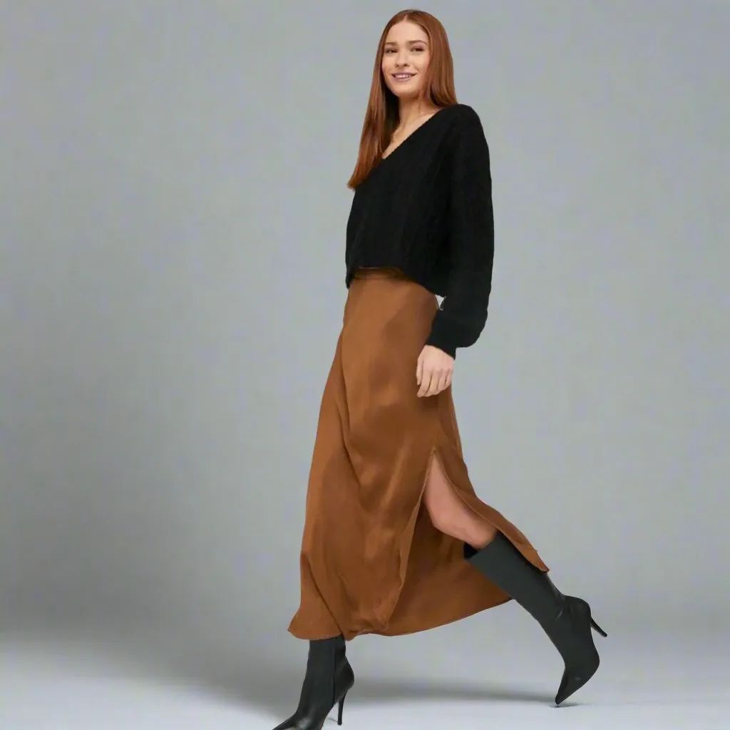 Bella Dahl Asymmetric Side Slit Bias Skirt