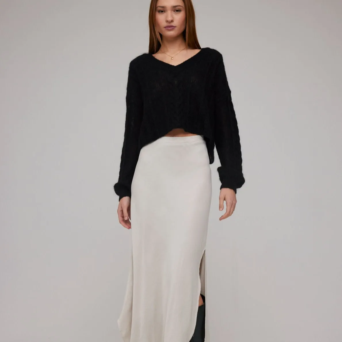 Bella Dahl Asymmetric Side Slit Bias Skirt