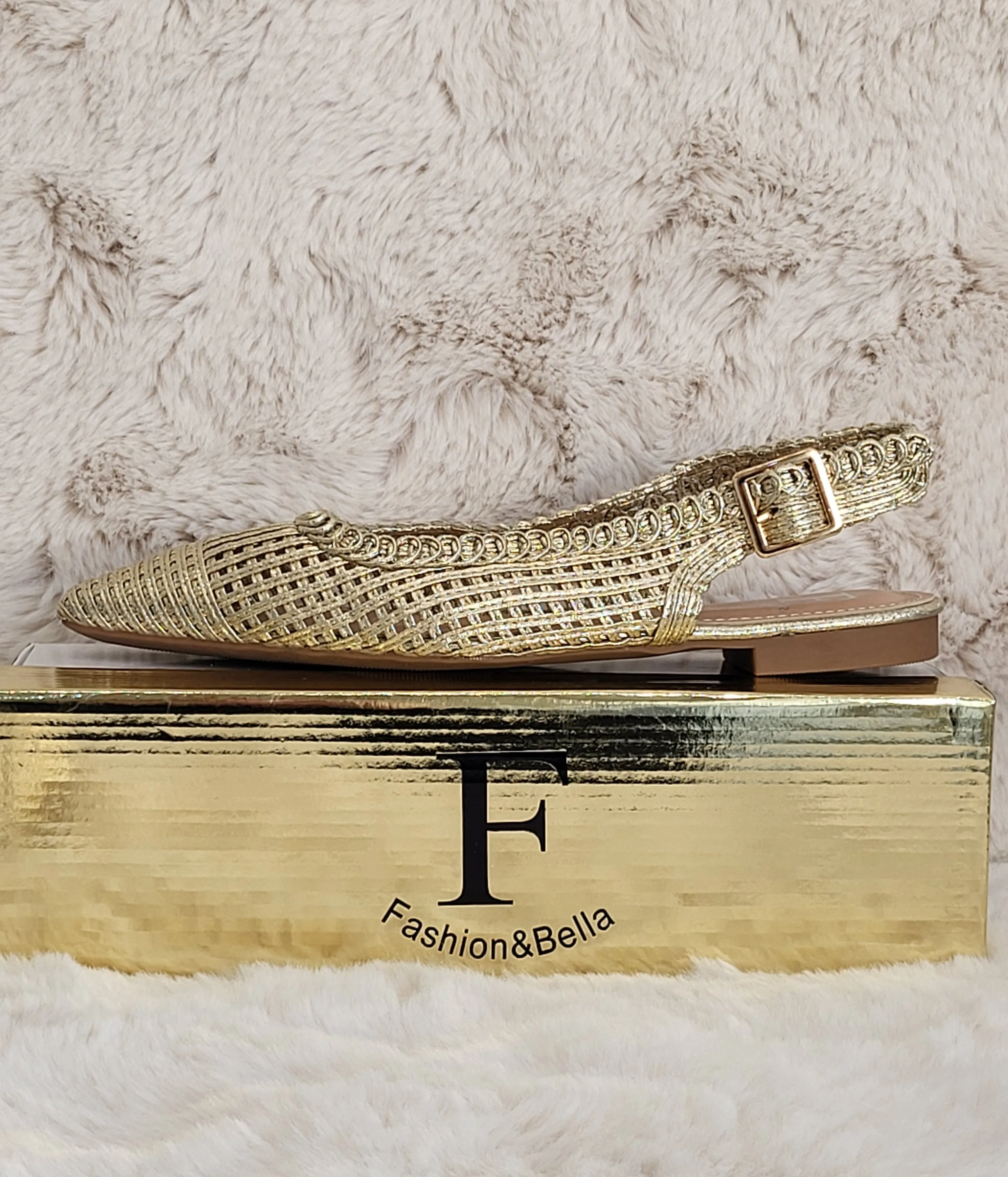 Bella Gold Slingback Flats