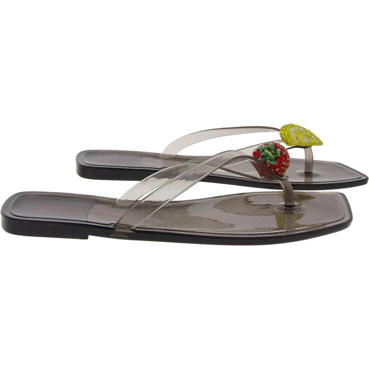 Betsey Johnson Womens Berry Novelty Thong Slide Sandals Black 7 Medium (B,M)