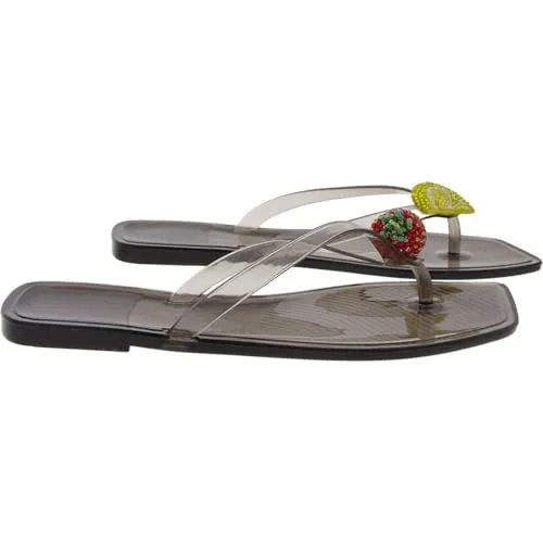 Betsey Johnson Womens Berry Novelty Thong Slide Sandals Black 7 Medium (B,M)