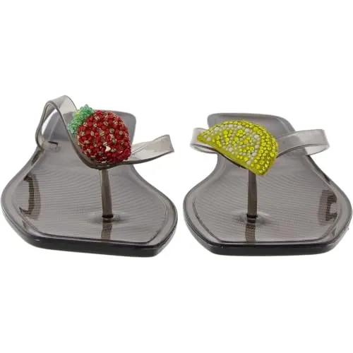 Betsey Johnson Womens Berry Novelty Thong Slide Sandals Black 7 Medium (B,M)