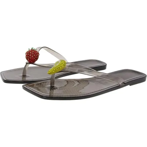 Betsey Johnson Womens Berry Novelty Thong Slide Sandals Black 7 Medium (B,M)