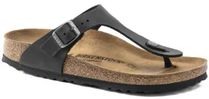 Birkenstock Gizeh Sandals - Black Oiled Leather | Comfortable Cork Footbed