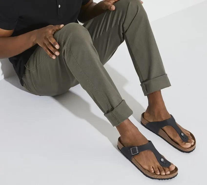 Birkenstock Gizeh Sandals - Black Oiled Leather | Comfortable Cork Footbed