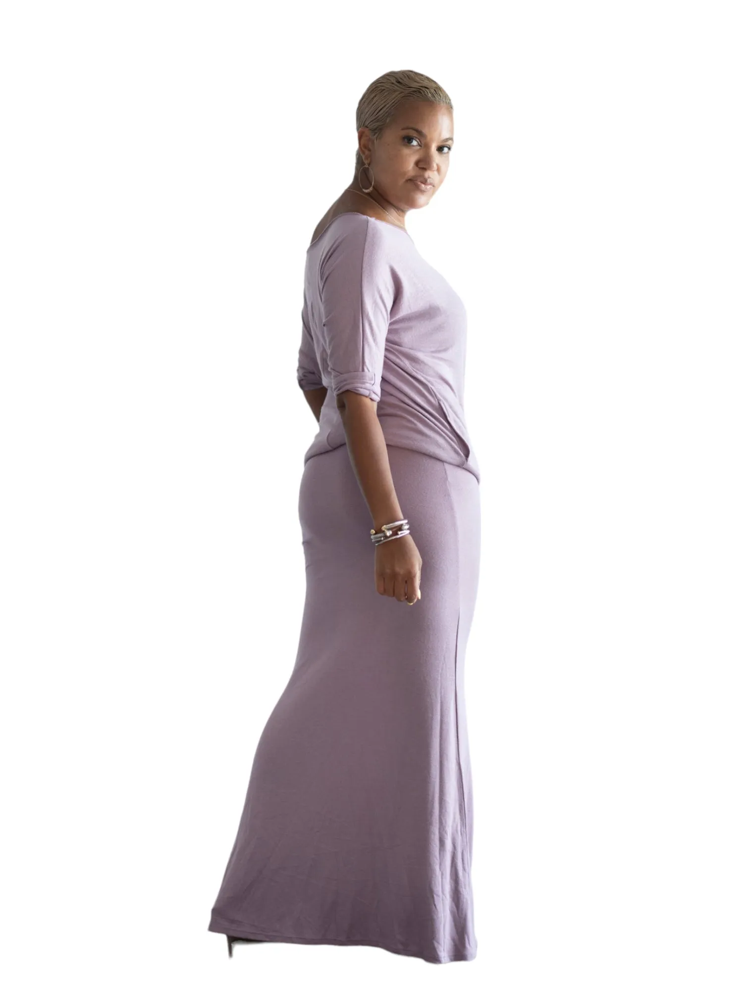 Blair- Lavender Long Fitted Skirt - TN-153