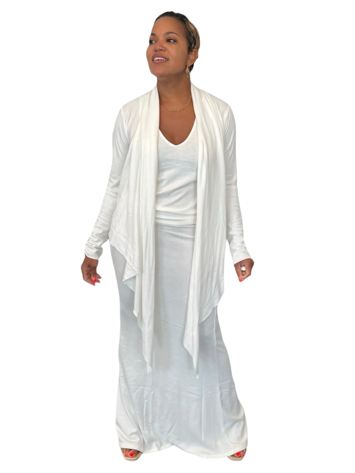 Blair- White Long Fitted Skirt - TN-153