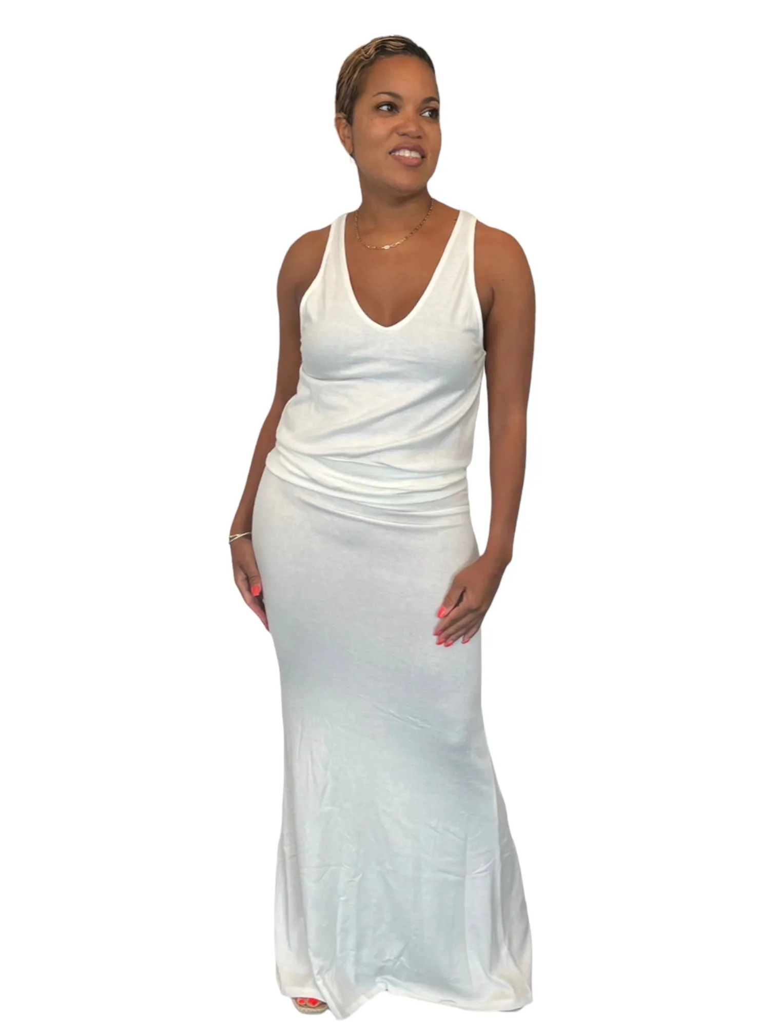 Blair- White Long Fitted Skirt - TN-153