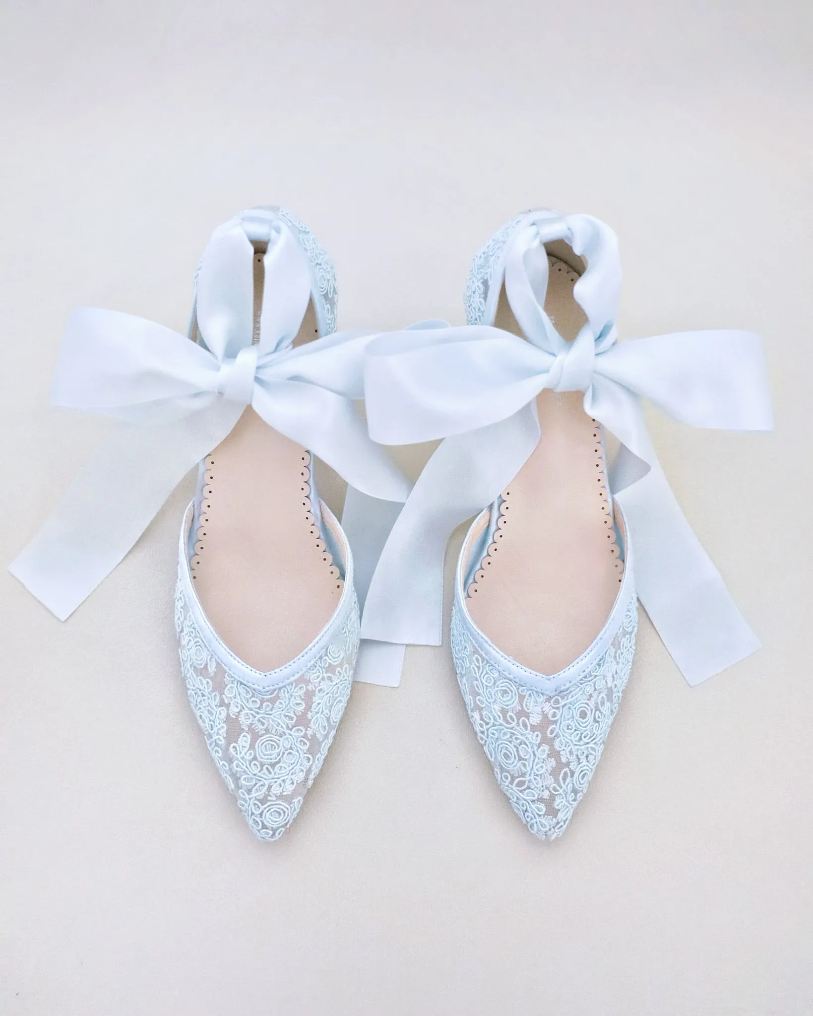 Block Heel Lace Ankle Wrap Bridal Shoes