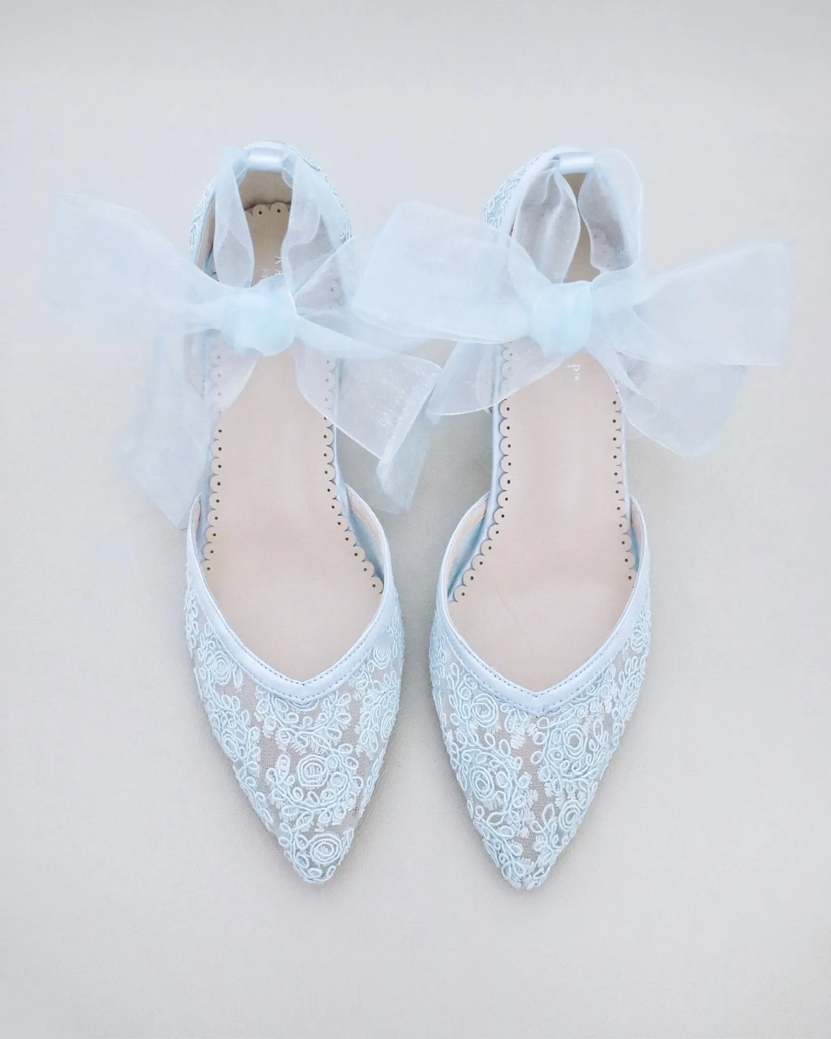 Block Heel Lace Ankle Wrap Bridal Shoes