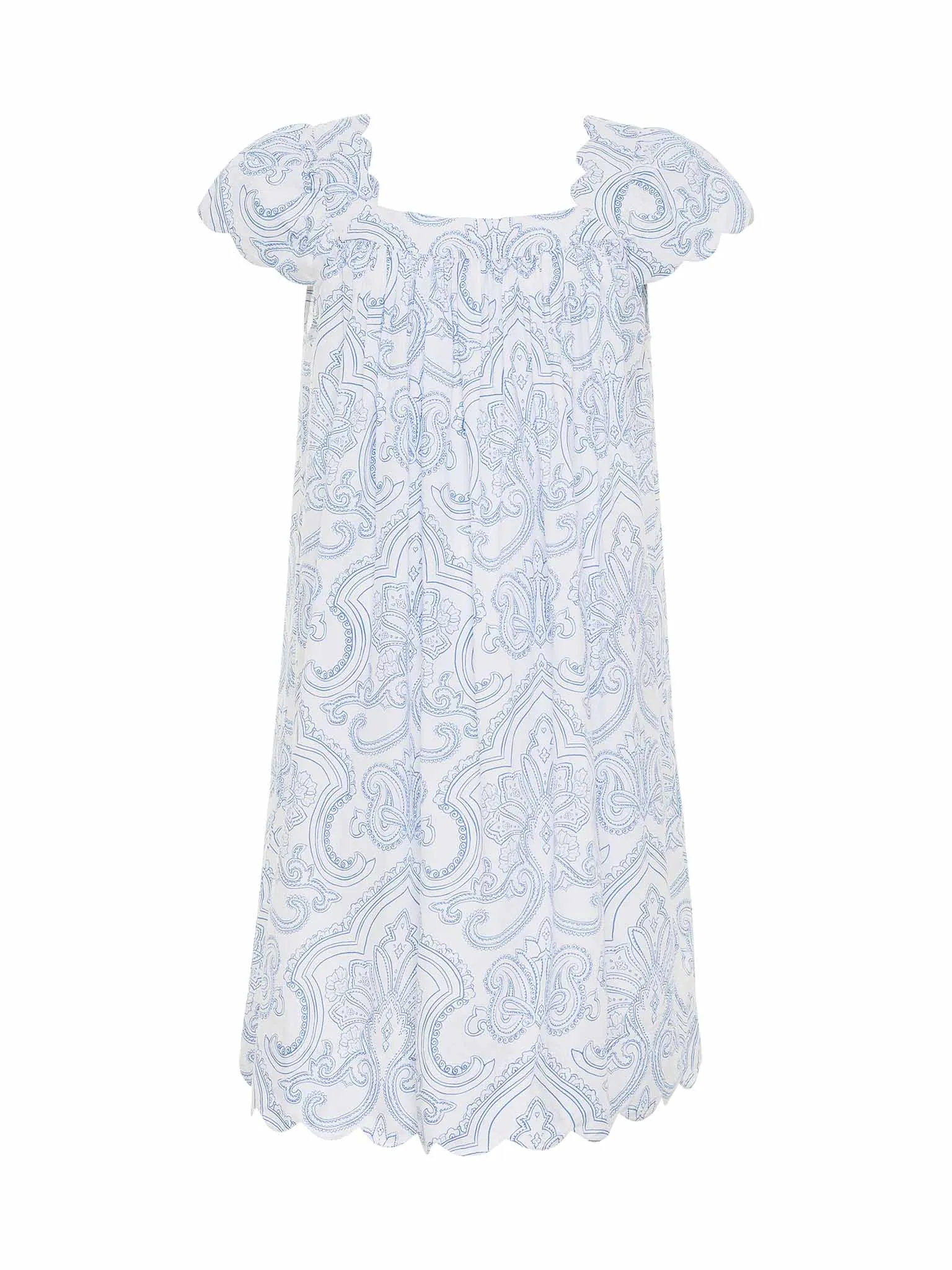Blue Paisley Cap Sleeve Short Nightgown
