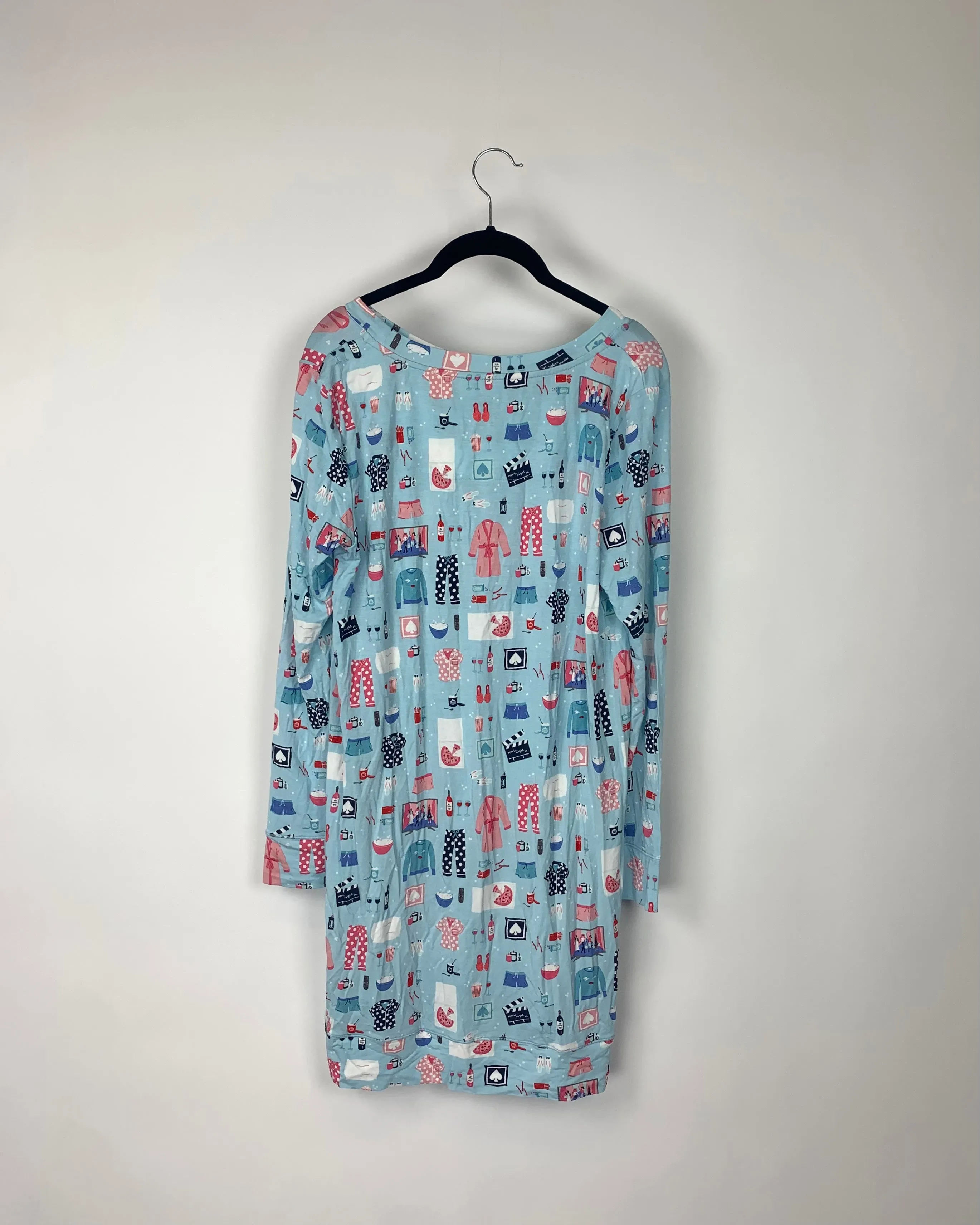 Blue Printed Nightgown - Small